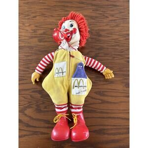 Vintage 1978 McDonald's Hasbro Ronald McDonald Doll w/Whistle & Grimace